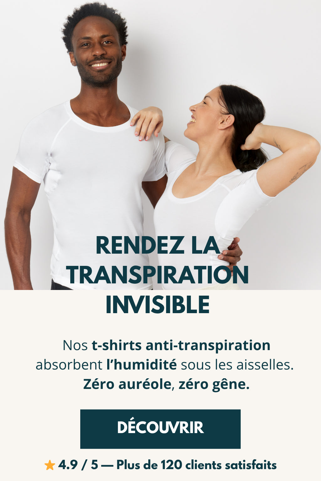 T-shirt anti-transpiration porté par un homme et une femme